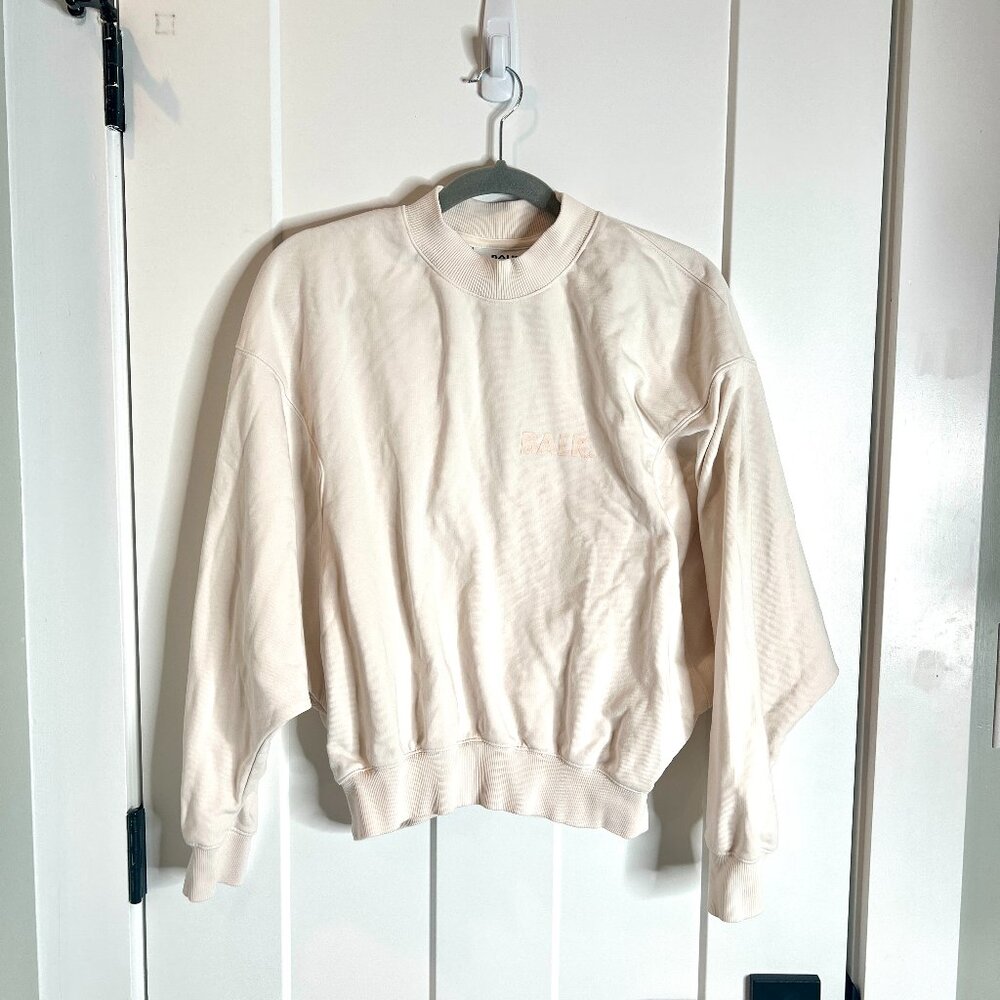 BALR. Cream Crew Neck Pullover Sweatshirt Long Sleeve Batwing Sleeve Slouchy M
